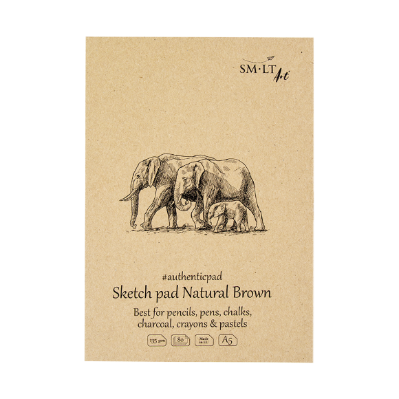 Блокнот-склейка для эскизов AUTHENTIC А5 (14,8х21 см) 135г/м2 80л коричневый SM-LT Art