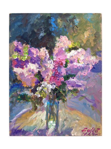 Painting Bouquet of lilacs, artist Marina Tabeikina