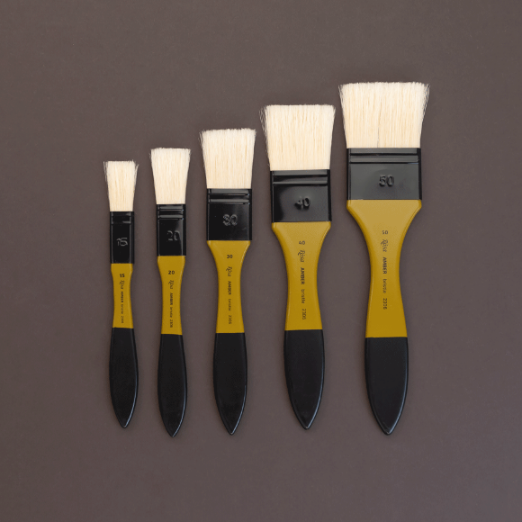 Кисть щетина флейц AMBER 2306 №15 короткая ручка ROSA