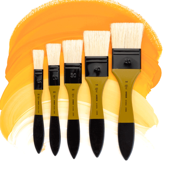 Кисть щетина флейц AMBER 2306 №15 короткая ручка ROSA