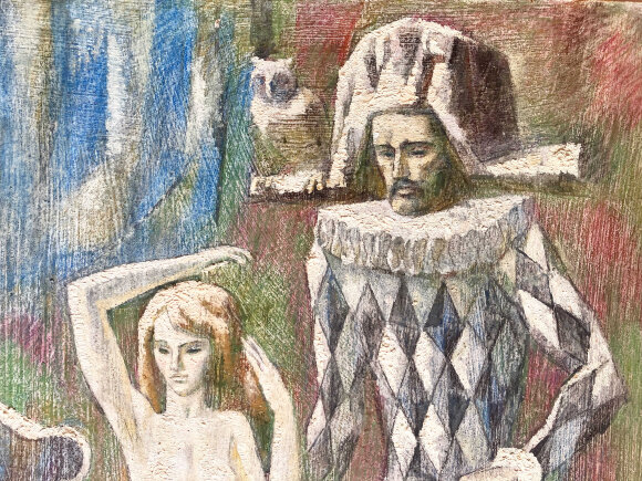 Картина Арлекін та дама, художник Туранський Олександр - продано Картина Арлекін та дама, художник Туранський Олександр - продано