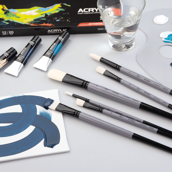 Кисть синтетика круглая INTENSE 1668R №000 длинная ручка ROSA