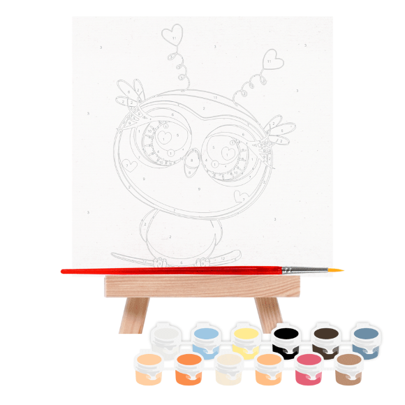 Картина по номерам "Совеня" 15х15см с мольбертом ROSA START