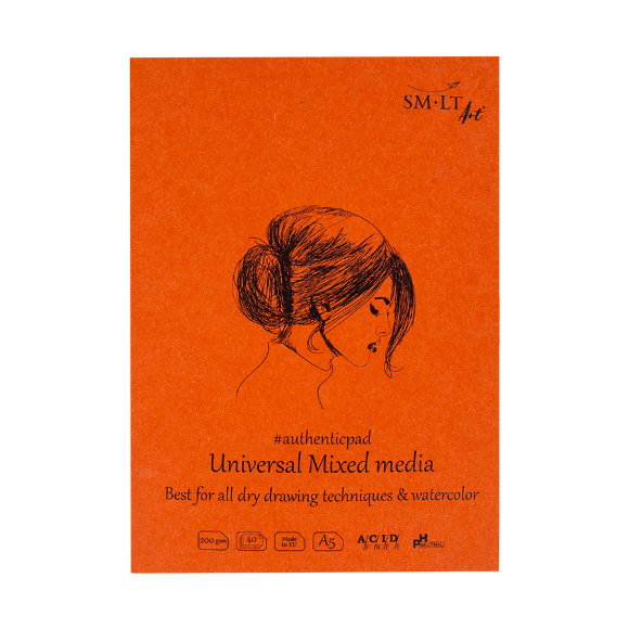 Блокнот-склейка AUTHENTIC (mixed media) А5 200г/м2 40л белый цвет SM-LT Art