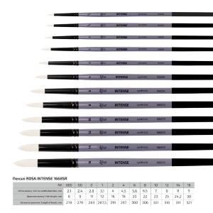 Кисть синтетика круглая заостренная INTENSE 1668SR №000 длинная ручка ROSA