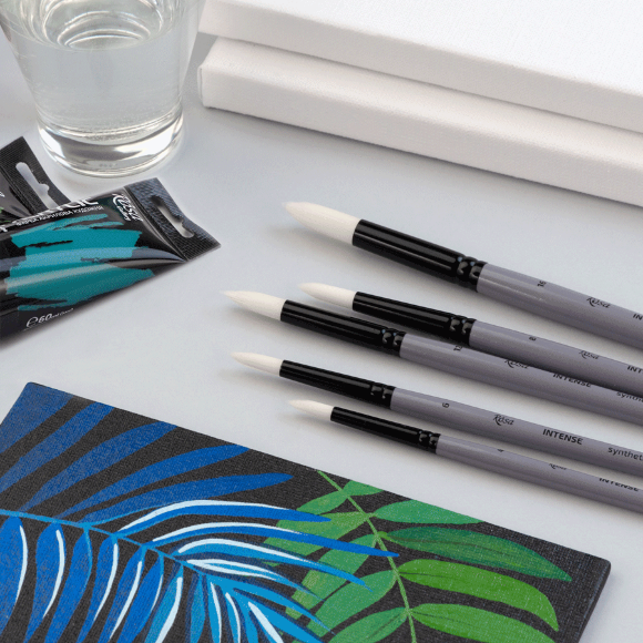 Кисть синтетика круглая заостренная INTENSE 1668SR №000 длинная ручка ROSA Кисть синтетика круглая заостренная INTENSE 1668SR №000 длинная ручка ROSA