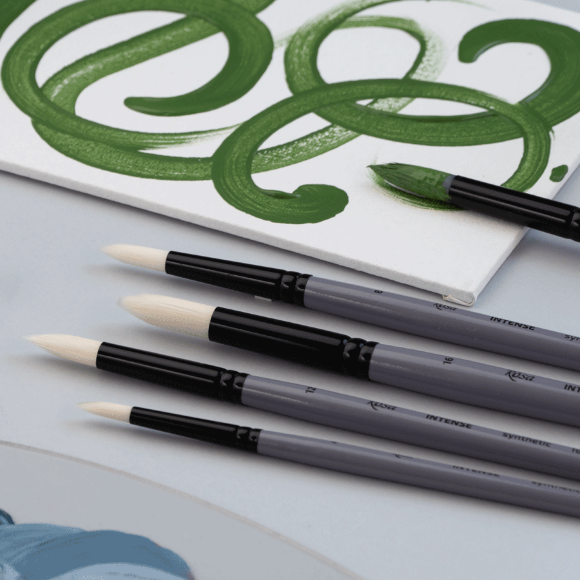 Кисть синтетика круглая заостренная INTENSE 1668SR №000 длинная ручка ROSA Кисть синтетика круглая заостренная INTENSE 1668SR №000 длинная ручка ROSA