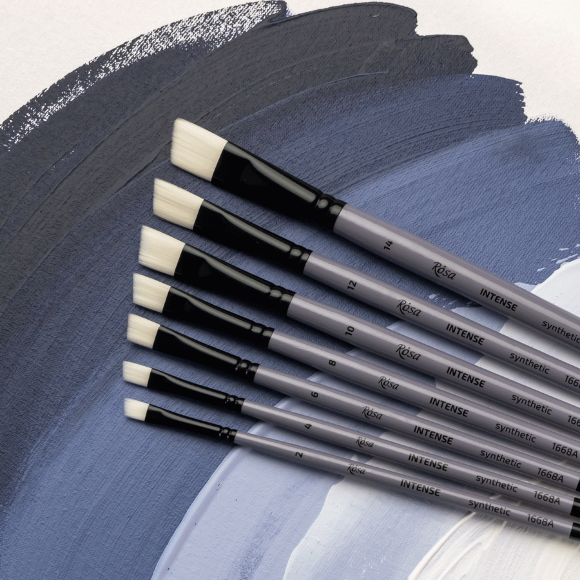 Кисть синтетика угловая INTENSE 1668А №1 длинная ручка ROSA