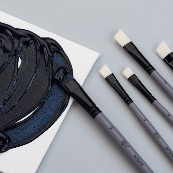 Кисть синтетика угловая INTENSE 1668А №1 длинная ручка ROSA