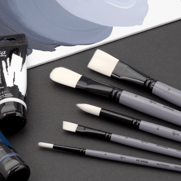 Кисть синтетика угловая INTENSE 1668А №1 длинная ручка ROSA