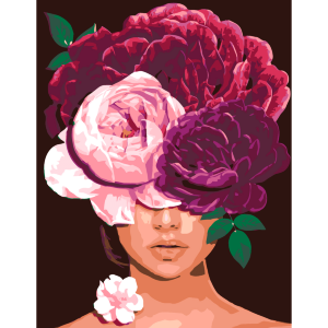 Картина по номерам „Девушка и Пионы“ 35×45см ROSA START