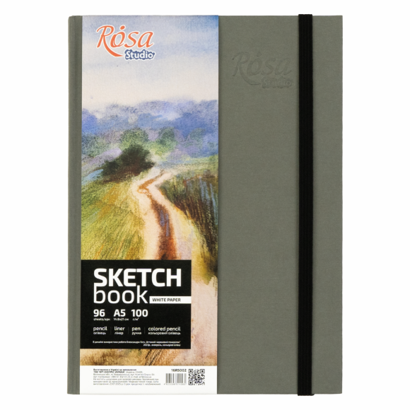 Блокнот для рисунка A5 (14,8х21см) 100г/м2 96л. серый ROSA Studio