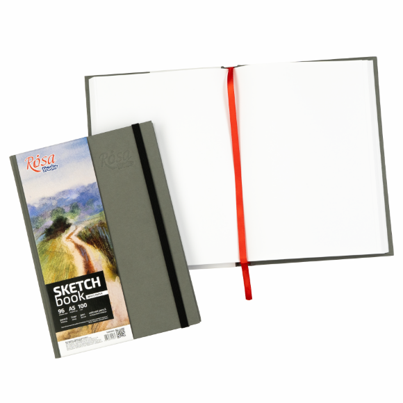 Блокнот для рисунка A5 (14,8х21см) 100г/м2 96л. серый ROSA Studio