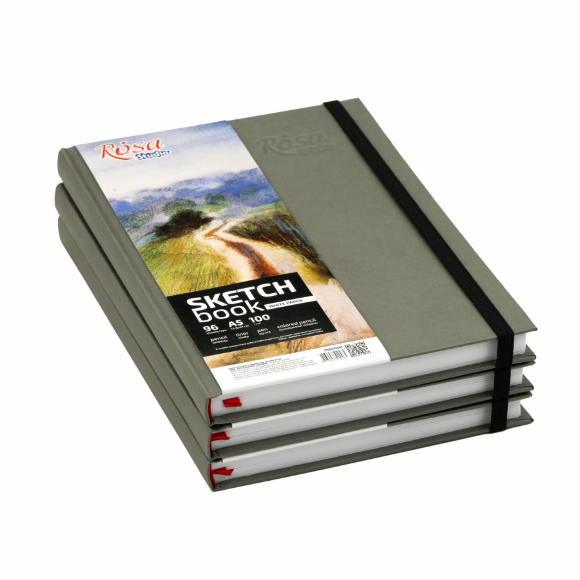 Блокнот для рисунка A5 (14,8х21см) 100г/м2 96л. серый ROSA Studio