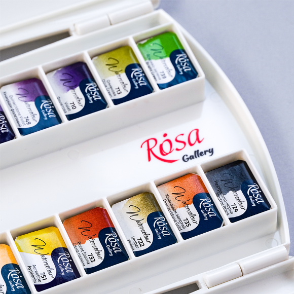 Набор акварельных красок MODERN пластиковый пенал 24цв. х 2,5мл кювета ROSA Gallery