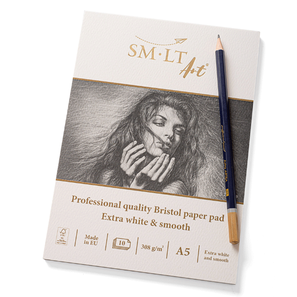 Склейка для графики PRO CREATE (Bristol) А5 (14,8х21 см) 308г/м2 10л экстра белая бумага SM-LT Art