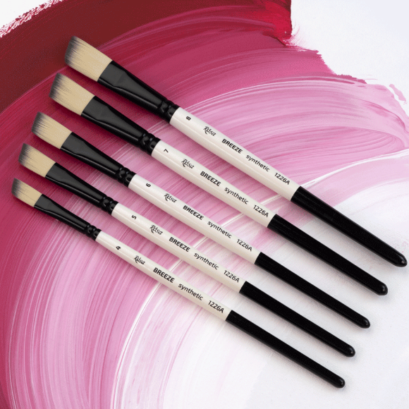 Кисть синтетика угловая BREEZE 1226А №0 короткая ручка ROSA