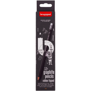 Набор графитовых карандашей 12шт, НВ с резинкой, в карт. кор, Bruynzeel 