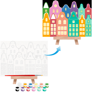 Картина по номерам „Яркие домики“ 15х20см с мольбертом ROSA START