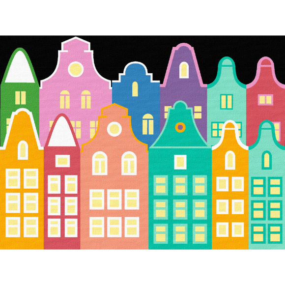Картина по номерам „Яркие домики“ 15х20см с мольбертом ROSA START