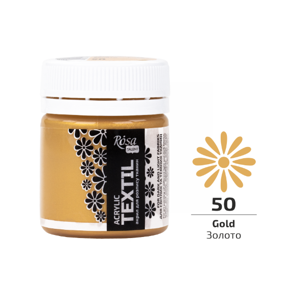 Краска акриловая для ткани Золото (50) 20мл ROSA Talent