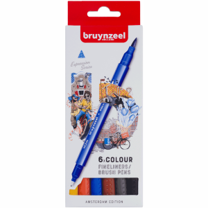 Набор линеров-кистей BRUSHPEN Amsterdam, двухсторонние, 6цв., Bruynzeel