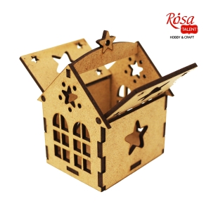 Заготовка "Домик со звездой" 1 с подвесом ДВП 7х7х10см ROSA TALENT Заготовка "Домик со звездой" 1 с подвесом ДВП 7х7х10см ROSA TALENT