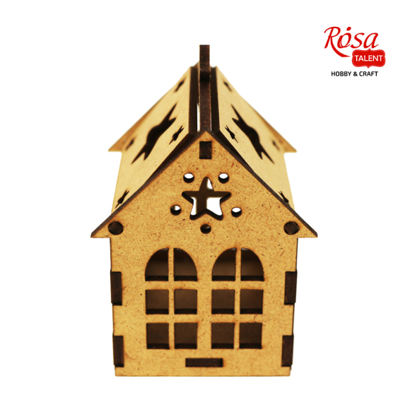 Заготовка "Домик со звездой" 1 с подвесом ДВП 7х7х10см ROSA TALENT