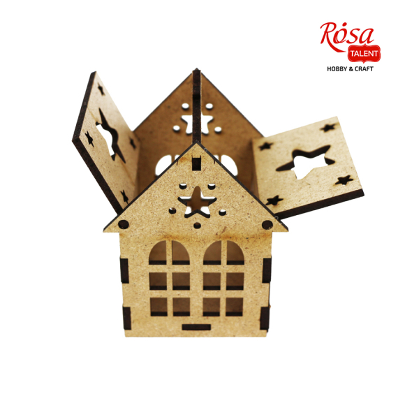 Заготовка "Домик со звездой" 1 с подвесом ДВП 7х7х10см ROSA TALENT