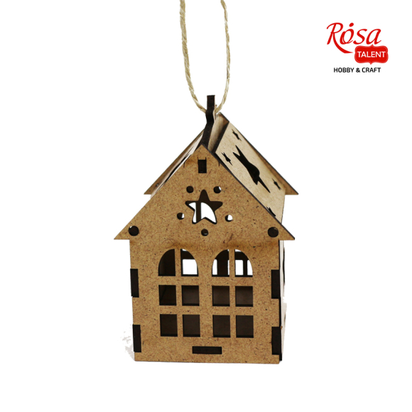 Заготовка "Домик со звездой" 1 с подвесом ДВП 7х7х10см ROSA TALENT