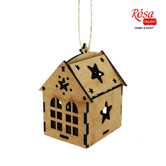 Заготовка "Домик со звездой" 1 с подвесом ДВП 7х7х10см ROSA TALENT