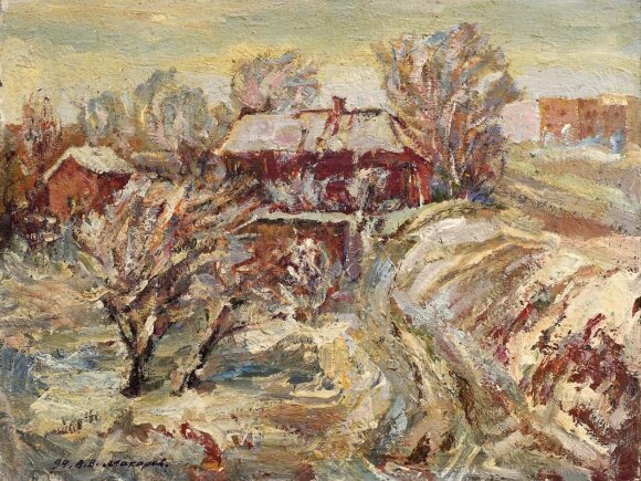 Картина Зимний пейзаж, художник Макаров Виктор - продано