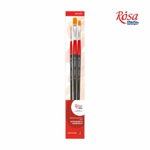 Набор кистей 2 синтетика 3шт. плоская (№ 8,12) круглая (№2) д.г. ROSA Studio