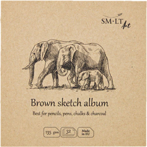 Альбом для эскизов AUTHENTIC Layflat 14х14см 135г/м2 32л коричневый SM-LT Art