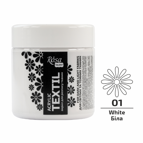 Краска акриловая для тканей Белая (01) 150мл ROSATalent