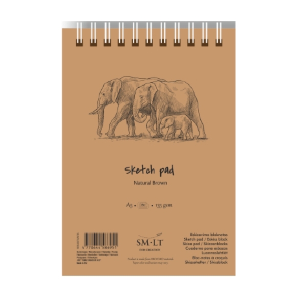Альбом для эскизов на спирали AUTHENTIC 135г/м2 80л коричневый SM-LT Art