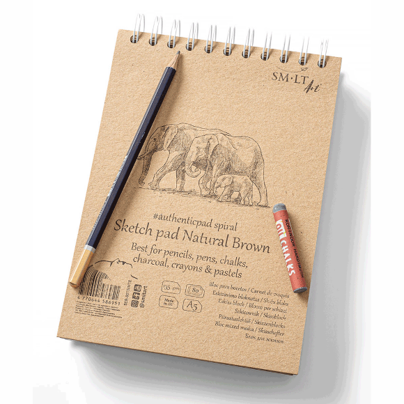 Альбом для эскизов на спирали AUTHENTIC 135г/м2 80л коричневый SM-LT Art