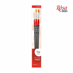 Набор кистей 4 синтетика 3шт. плоская (№ 10) круглая (№0,6) д.г. ROSA Studio