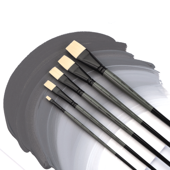 Кисть синтетика плоская TERRA 1608F №0 длинная ручка ROSA