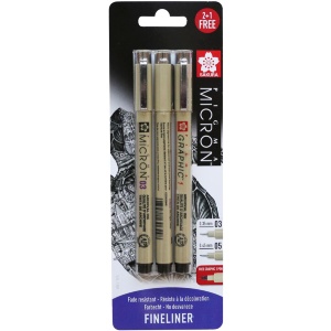 Набор линеров PIGMA MICRON 2шт (0.3/0.5) + 1 Pigma Graphic В ПОДАРОК, черный в блистере