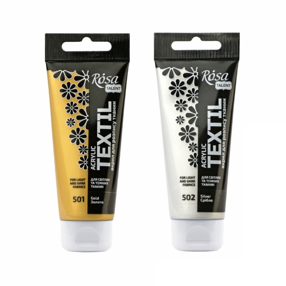 Краска акриловая для росписи тканей металлик 60мл ROSA Talent