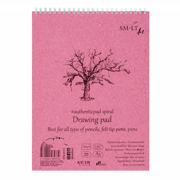 Альбом для рисунка на спирали AUTHENTIC А5 (14,8х21 см) 120г/м2 60л SM-LT Art