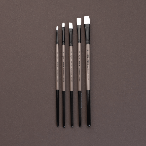 Кисть синтетика плоская MOON 1203F №0 короткая ручка ROSA