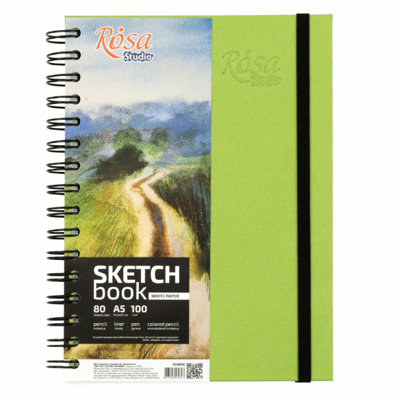 Блокнот на спирали A5 (14,8х21см) 100г/м2 80л фисташковый ROSA Studio Блокнот на спирали A5 (14,8х21см) 100г/м2 80л фисташковый ROSA Studio