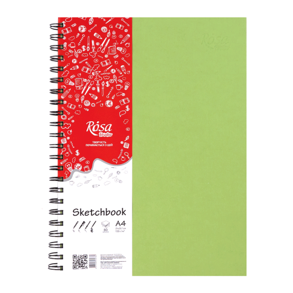 Блокнот на спирали A5 (14,8х21см) 100г/м2 80л фисташковый ROSA Studio Блокнот на спирали A5 (14,8х21см) 100г/м2 80л фисташковый ROSA Studio