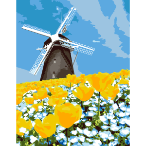 Картина по номерам „Мельница на тюльпановом поле“ 35×45см ROSA START