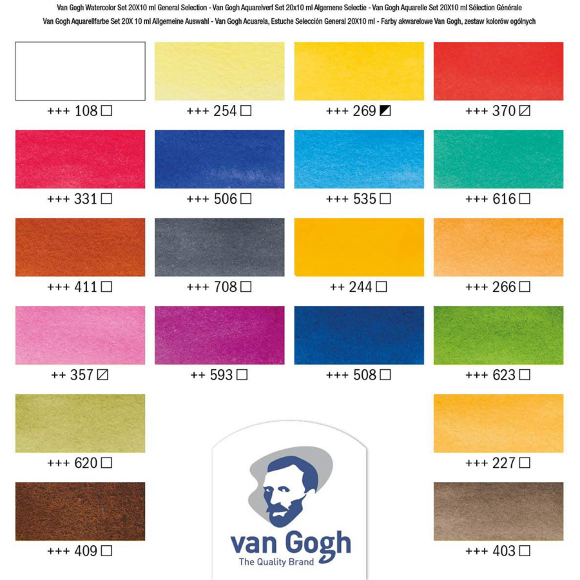 Набор акварельных красок VAN GOGH 20х10мл+ кисточка Royal Talens