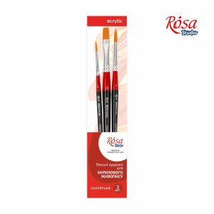 Набор кистей 6 синтетика 3шт. плоская (№10) круглая (№2,5) к.р. ROSA Studio