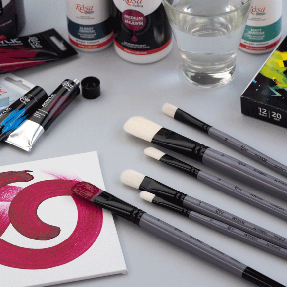 Кисть синтетика овальная INTENSE 1668FR №0 длинная ручка ROSA