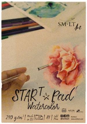 Склейка для акварели STAR T А4 240г/м2 20л натуральный белый SM-LT Art